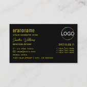 Gelbes Schwarz mit Monogramm und Logo Visitenkarte (Rückseite)