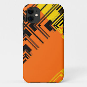 Gelbes schwarz-orangefarbenes Muster Retro Art Des iPhone 11 Hülle