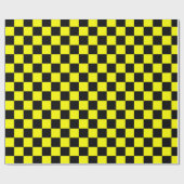 Gelbes Schwarz-Schachbrettmuster Geschenkpapier (Flach)