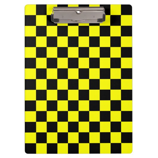 Gelbes Schwarz-Schachbrettmuster Klemmbrett (Vorderseite)