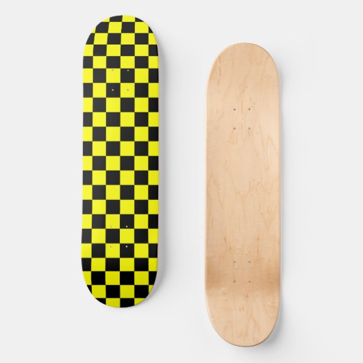 Gelbes Schwarz-Schachbrettmuster Skateboard (Vorderseite)