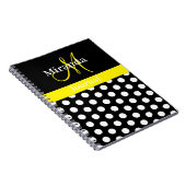 Gelbes Schwarz-weißes Polka Dot Monogramm Notizblock (Rechte Seite)