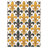 Gelbes schwarzes Barock Fleur-de-lis-Muster Klemmbrett (Rückseite)