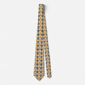 Gelbes schwarzes Barock Fleur-de-lis-Muster Krawatte (Vorderseite)