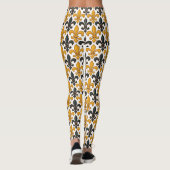 Gelbes schwarzes Barock Fleur-de-lis-Muster Leggings (Rückseite)