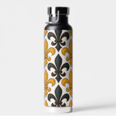 Gelbes schwarzes Barock Fleur-de-lis-Muster Trinkflasche (Rechts)