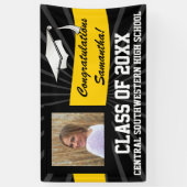 Gelbes Schwarzes Benutzerdefiniertes Foto Abschlus Banner (Vertikal)