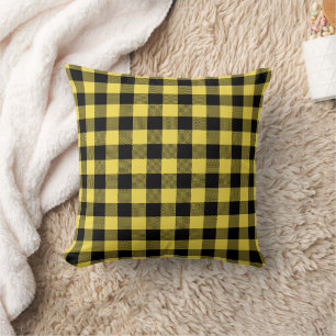 Gelbes Schwarzes Buffalo Kariert Lumberjack Patt Kissen