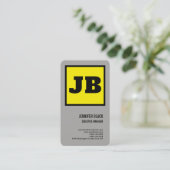 Gelbes Schwarzes feines Monogramm Minimalistisch M Visitenkarte (Stehend Vorderseite)