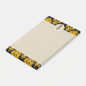Gelbes schwarzes Glam Damask Kraft Monogram Initia Post-it Klebezettel (angewinkelt)