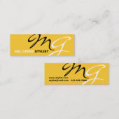 Gelbes Schwarzes Monogramm Mini Visitenkarte (Vorne/Hinten)