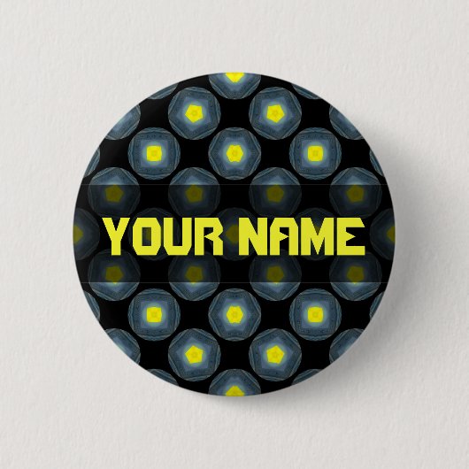 gelbes schwarzes Muster Button (Vorderseite)