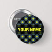 gelbes schwarzes Muster Button (Vorne & Hinten)