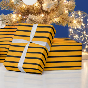 Gelbes schwarzes Retro-Streifenmuster Geschenkpapier