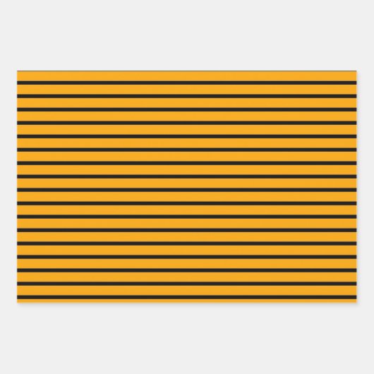 Gelbes schwarzes Retro-Streifenmuster Geschenkpapier Set (Vorderseite 2)