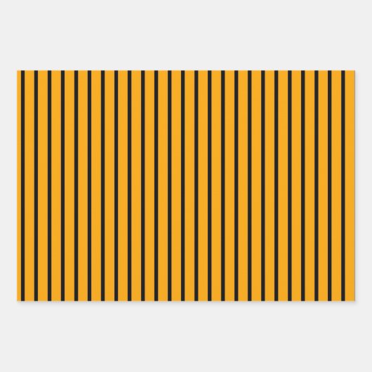 Gelbes schwarzes Retro-Streifenmuster Geschenkpapier Set (Vorderseite)