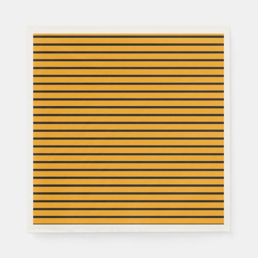 Gelbes schwarzes Retro-Streifenmuster Serviette (Vorderseite)