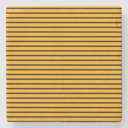 Gelbes schwarzes Retro-Streifenmuster Steinuntersetzer (Vorderseite)