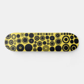 Gelbes, schwarzes Retrokreismuster Skateboard (Horizontal)