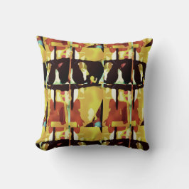 Gelbes schwarzes Rost Große Fliesen Abstrakte Art Kissen