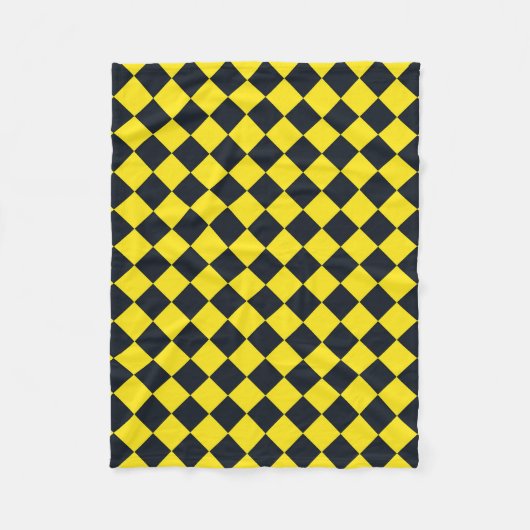 Gelbes schwarzes Schachbrett Diamantmuster Fleecedecke (Vorderseite)