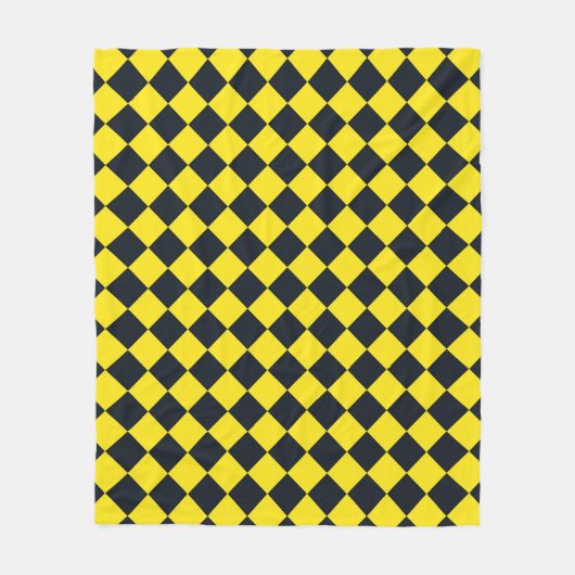 Gelbes schwarzes Schachbrett Diamantmuster Fleecedecke (Vorderseite)