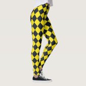 Gelbes schwarzes Schachbrett Diamantmuster Leggings (Rechts)
