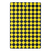 Gelbes schwarzes Schachbrett Diamantmuster Mini Klemmbrett (Rückseite)