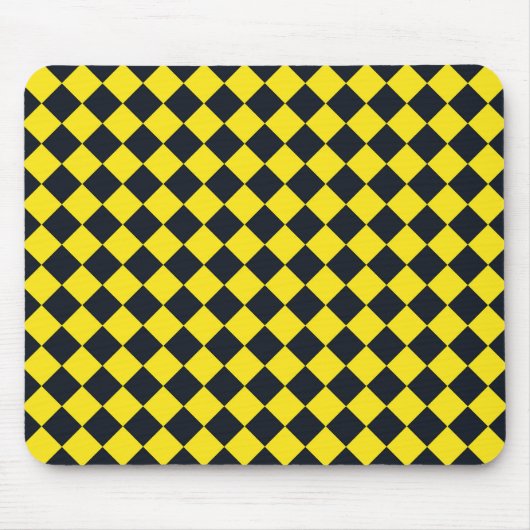 Gelbes schwarzes Schachbrett Diamantmuster Mousepad (Vorne)