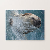 Gelbes schwimmendes Labrador retriever Puzzle (Horizontal)