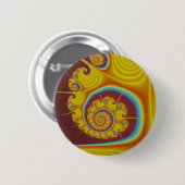 Gelbes Seashell-Spirale-Fraktal Button (Vorne & Hinten)