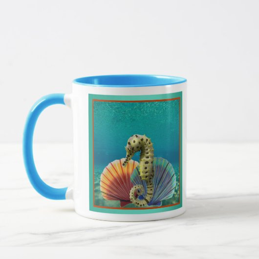 Gelbes Seepferd und Scallop Muscheln Tasse (Links)