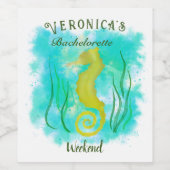 Gelbes Seepferd unter dem Meer Weinetikett (Einzelnes Label)