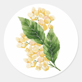 Gelbes Set der Blume in Aquarellfarben Runder Aufkleber