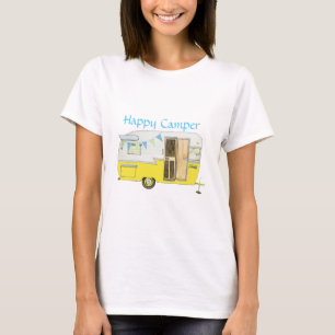 Gelbes Shasta-Campinganhänger-Frauen-T-Shirt T-Shirt