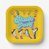 Gelbes Skate Party Pappteller (Vorderseite)