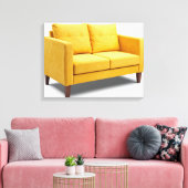 Gelbes Sofa Leinwanddruck (Insitu (Wohnzimmer))