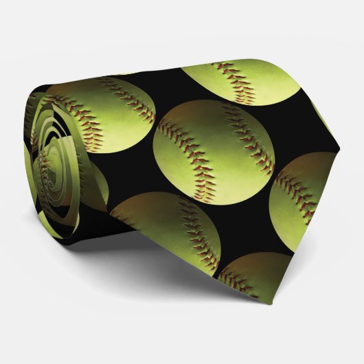Gelbes Softball-Schwarzes Krawatte (Gerollt)