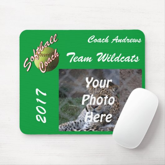 Gelbes Softball-Trainer-Skript mit Teampic-Text Mousepad (Mit Mouse)