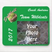 Gelbes Softball-Trainer-Skript mit Teampic-Text Mousepad (Vorne)