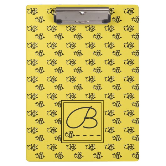 Gelbes Sommer-Bienen-Muster Klemmbrett (Vorderseite)