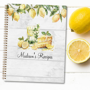 Gelbes Sommer-Limonen-Rezeptbuch mit individuellem Notizblock