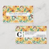 Gelbes Sommersonnenblumenmuster Visitenkarte (Vorne/Hinten)