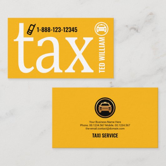 Gelbes Sondertaxi Letter-i-Zeichensatz Visitenkarte (Vorne/Hinten)