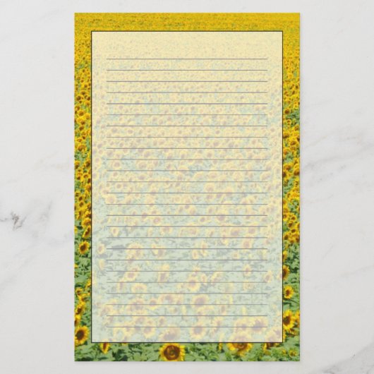 Gelbes Sonnenblume-Feld Briefpapier (Vorderseite)