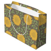 Gelbes Sonnenblume-Muster Große Geschenktüte (Rückseite Schrägansicht)