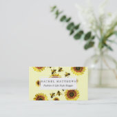 Gelbes Sonnenblume-und Honig-Bienen-Sommer-Muster Visitenkarte (Stehend Vorderseite)