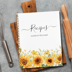 Gelbes Sonnenblumen-Familien-Rezept-Kochbuch Notizblock