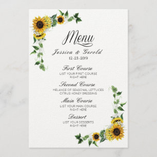Gelbes Sonnenblumen-Rustikales-Scheunen-Hochzeitsm Einladung