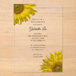 Gelbes SonnenblumenBrautparty Acryleinladungen